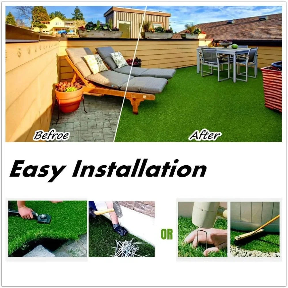 Artificial Grass Turf 1.38" Custom Sizes,Fake Grass Indoor/Outdoor Rug Synthetic Lawn Carpet,Faux Grass Landscape Home & Garden