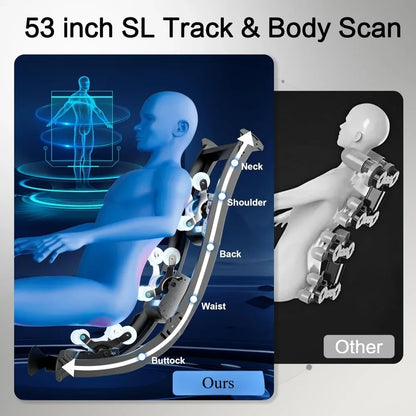 Zero Gravity Massage Chair, APP, Touch Screen, Foot Rollers, Airbags, Bluetooth, Body Scan, Thai Stretch, Shiatu Massage Chair