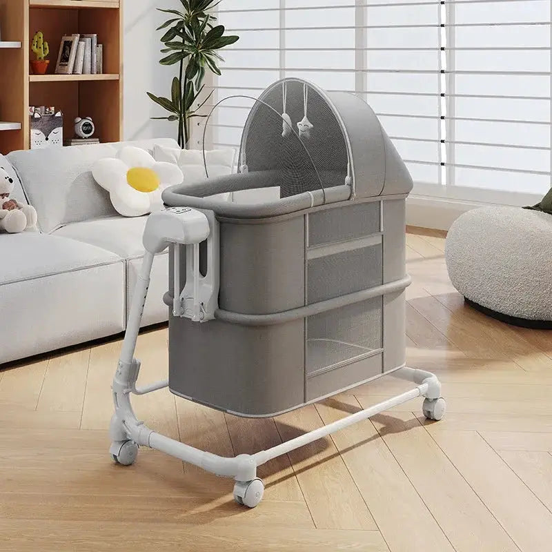 Portable child bed multifunctional folding newborn baby crib in luxury design. Bedside bassinet with soft padding for safe and comfortable sleep.