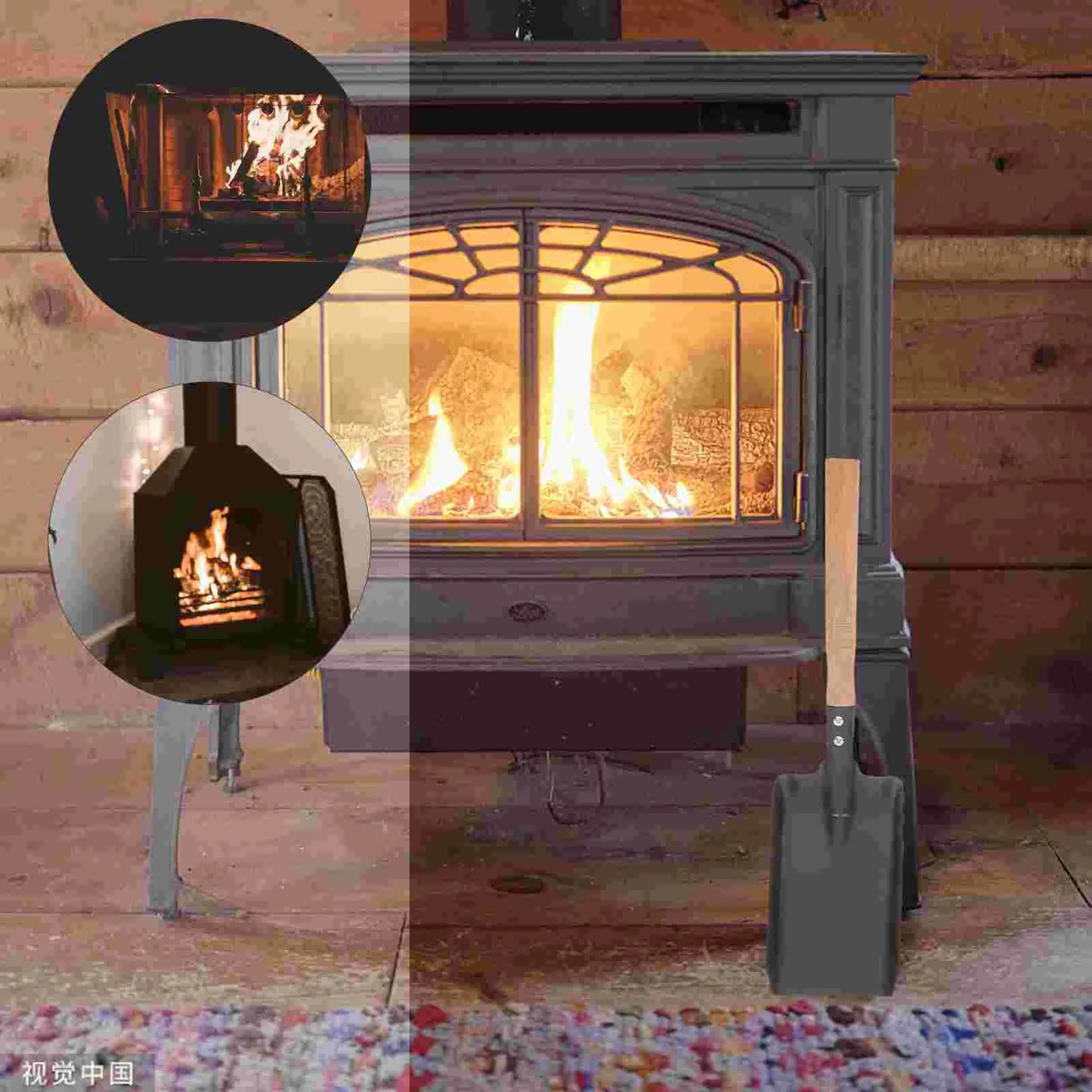 Stove Fireplace Cleaning Set Outdoor Broom Wrought Iron Charcoal Brush for