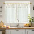 jinchan Linen Pinch Pleated Kitchen Curtains 24 Inch 2 Panels, Natural Linen Tier Curtains Back Tab Beige Farmhouse Cafe, Light Filtering Small Window Drapes for Bathroom Laundry Room Beige