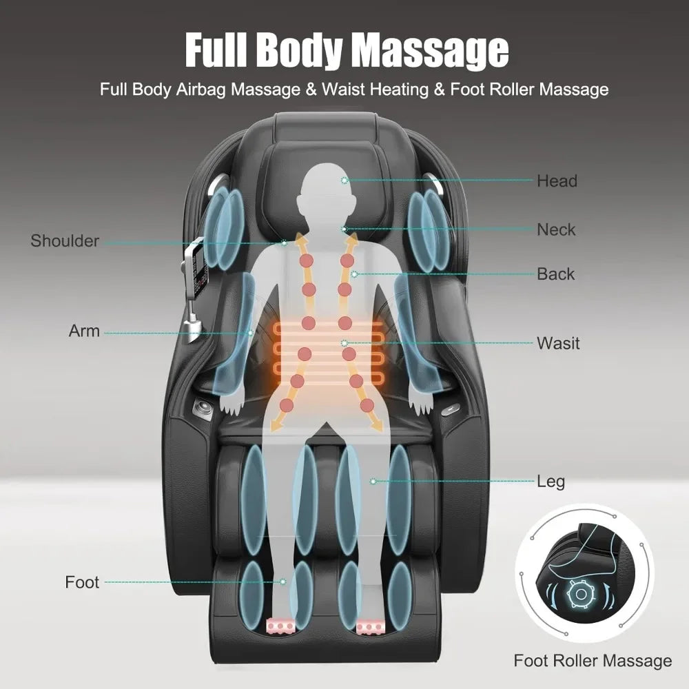 Full Body Zero Gravity Massage Chair with Heat, Body Scan, Bluetooth, Foot Roller, APPControl, SL-Track Shiatsu Massage Recliner