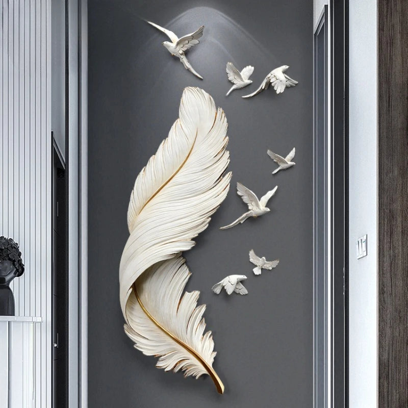 Feather Wall Decor Living Room Luxury Decoration Hanging Wall Crafts Sofa Background Wall Restaurant Creative Home Accents