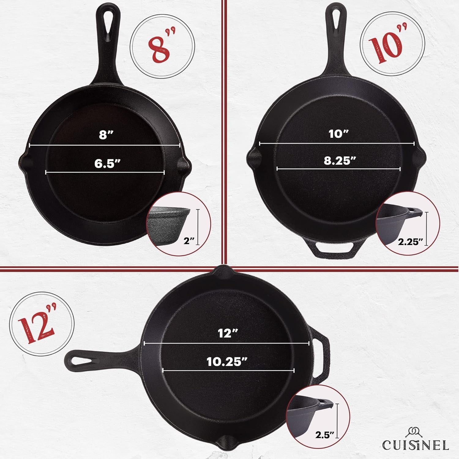 Cuisinel Cast Iron Skillets Set 
