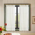 jinchan Linen Pinch Pleated Kitchen Curtains 24 Inch 2 Panels, Natural Linen Tier Curtains Back Tab Beige Farmhouse Cafe, Light Filtering Small Window Drapes for Bathroom Laundry Room Beige