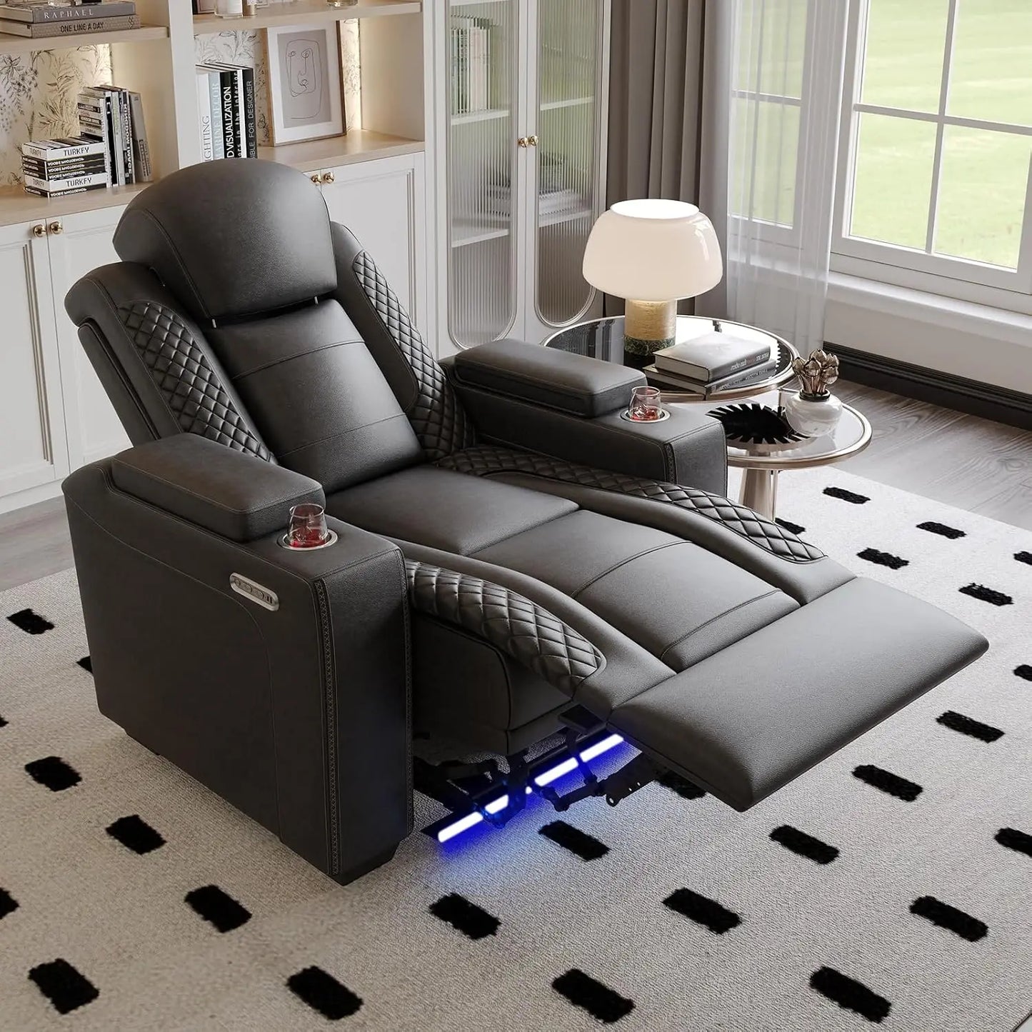 Home Theater Seating Seats, Game Movie Dual Motor Recliner Chairs with USB & Type-C,with Electric Headrest, Ambient Lighting