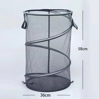 Folding Dirty Laundry Sorting Basket Large Mesh Yarn Storage Bag Frame Bucket Laundry Organizers Storage Pouch Storage Organizer