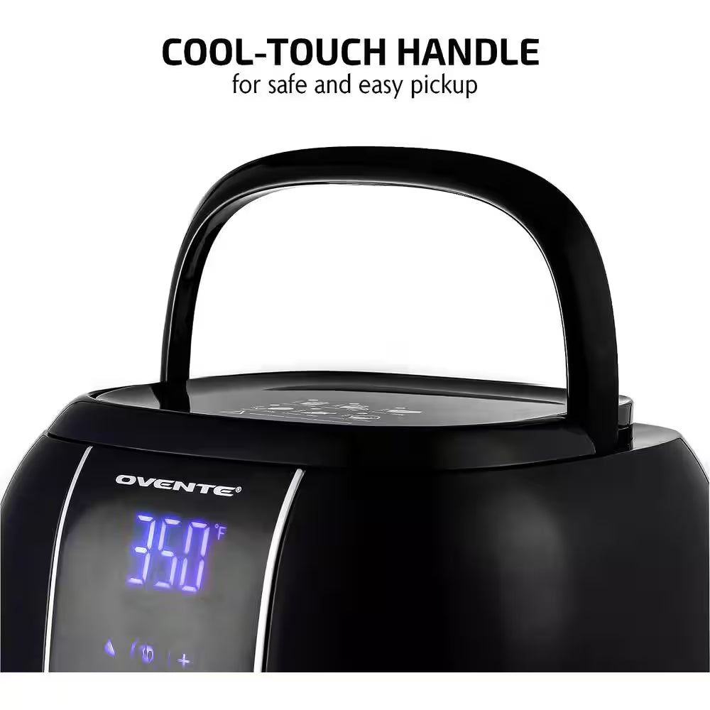 3.2 Qt. Black Air Fryer Grill Pan and Non-Stick Frying Basket Auto Shut-Off 6 Cooking Presets Touch Sensor