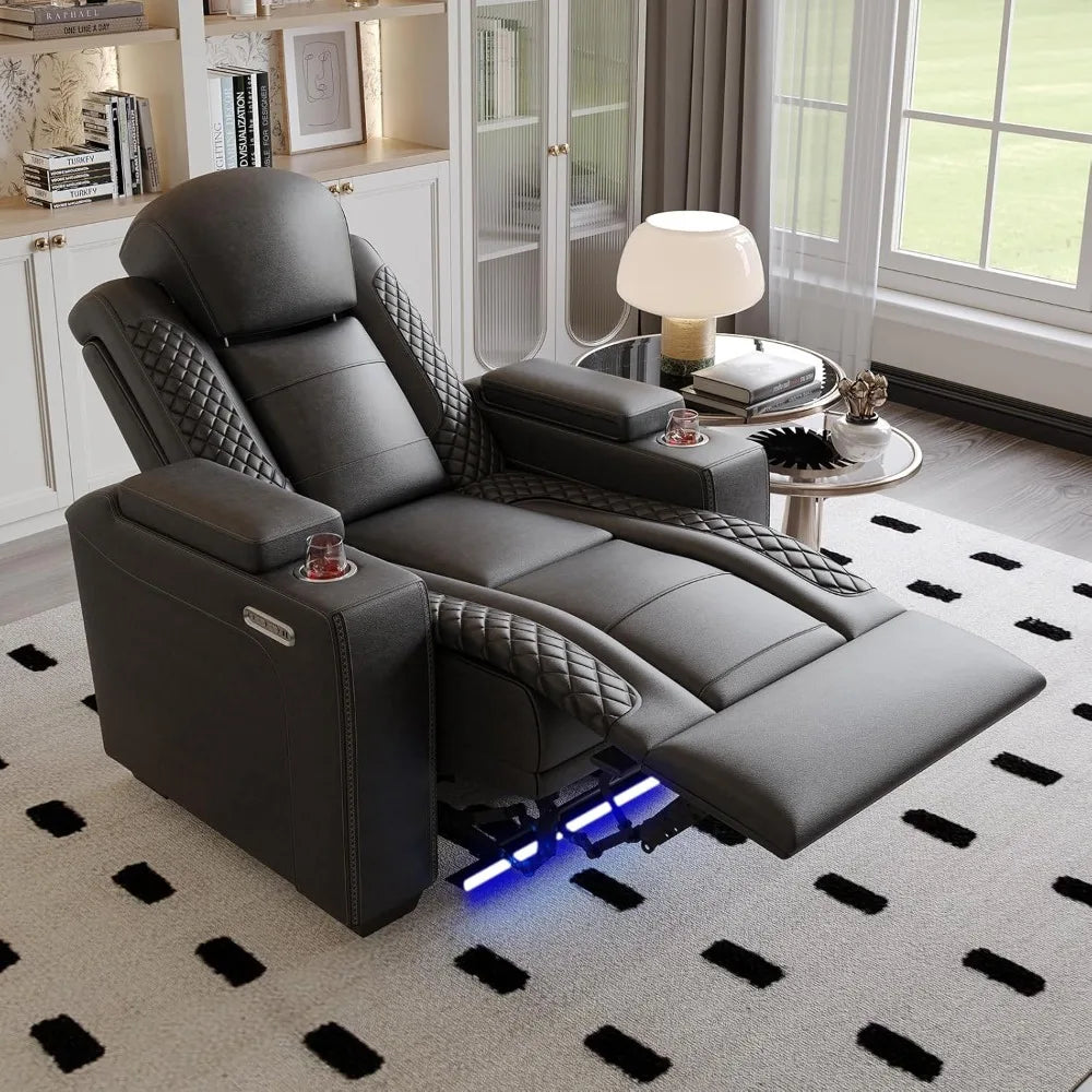 Home Theater Seating Seats, Game Movie Dual Motor Recliner Chairs with USB & Type-C,with Electric Headrest, Ambient Lighting