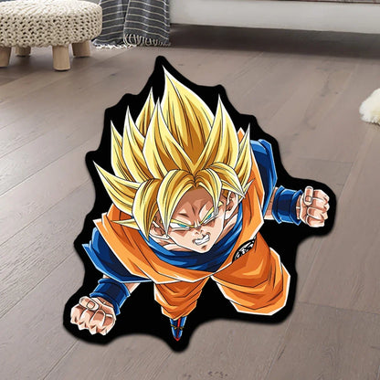 Irregular Area Rugs Anime Dragon Ball Blue Goku Customize Rug Optical Illusions Printed Carpet for Home Decor