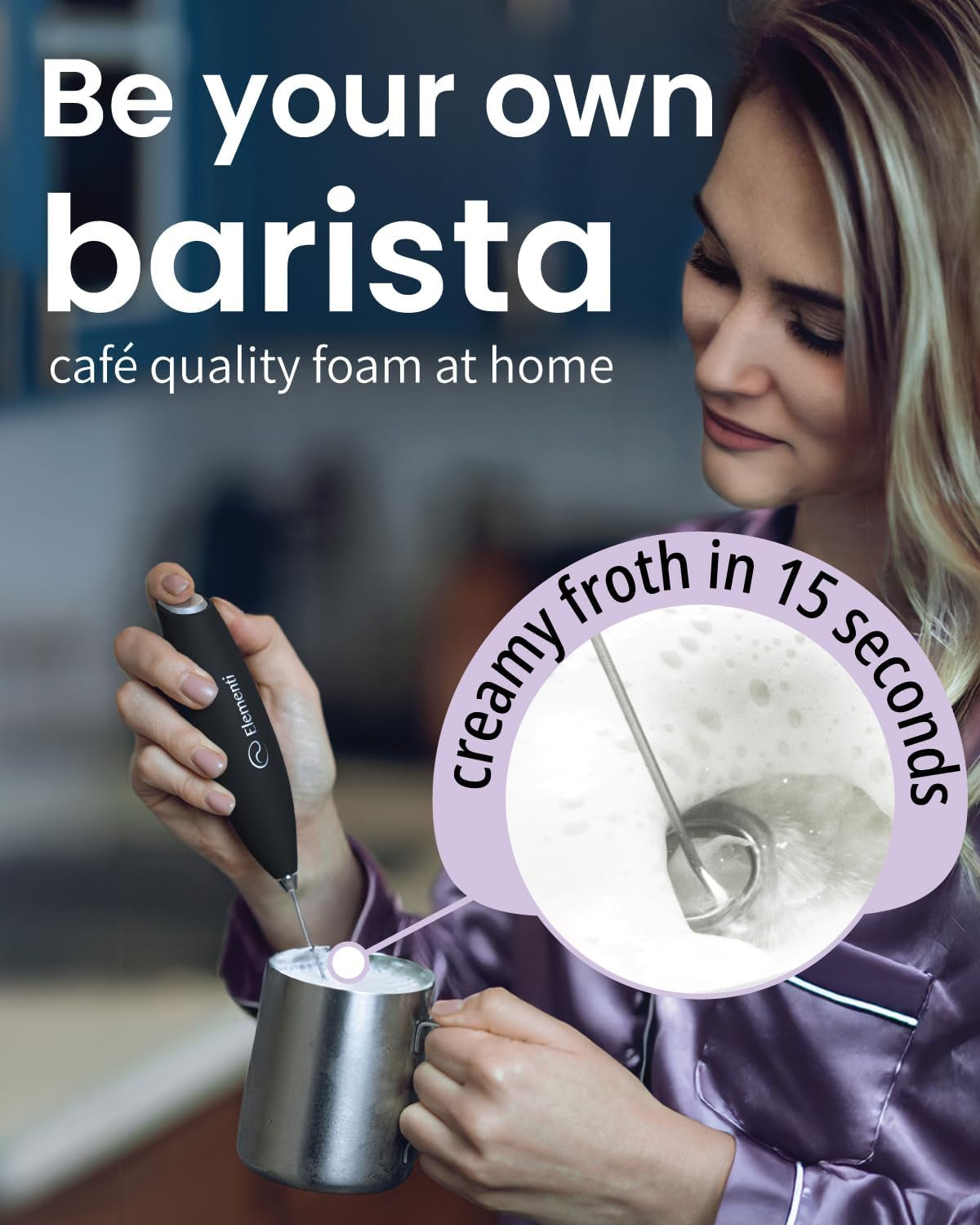 Elementi Electric Milk Frother Handheld