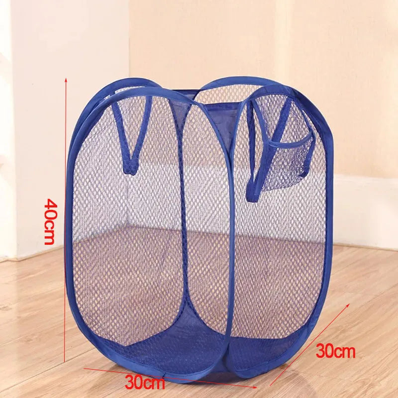 Collapsible Mesh Laundry Hamper Foldable Dirty Clothes Storage Basket Shower Room Bedroom Portable Business Travel Organizer