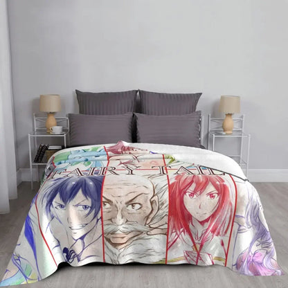 Fairy Tail Plaid Anime Blanket Sofa Cover Flannel Winter Collage Cartoon Soft Throw Blankets for Bed Couch Rug Piece Custom