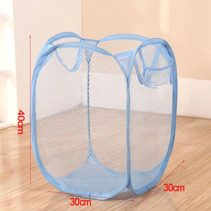 Collapsible Mesh Laundry Hamper Foldable Dirty Clothes Storage Basket Shower Room Bedroom Portable Business Travel Organizer