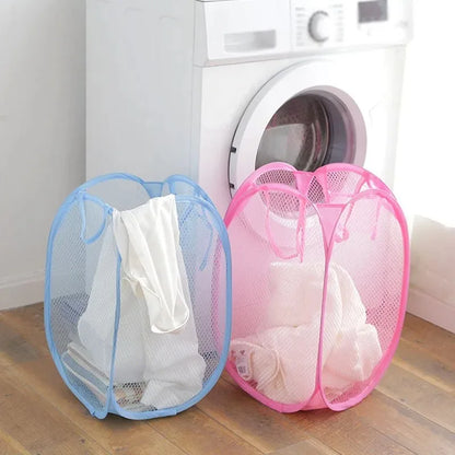 Collapsible Mesh Laundry Hamper Foldable Dirty Clothes Storage Basket Shower Room Bedroom Portable Business Travel Organizer