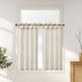 jinchan Linen Pinch Pleated Kitchen Curtains 24 Inch 2 Panels, Natural Linen Tier Curtains Back Tab Beige Farmhouse Cafe, Light Filtering Small Window Drapes for Bathroom Laundry Room Beige