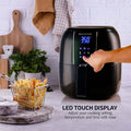 3.2 Qt. Black Air Fryer Grill Pan and Non-Stick Frying Basket Auto Shut-Off 6 Cooking Presets Touch Sensor