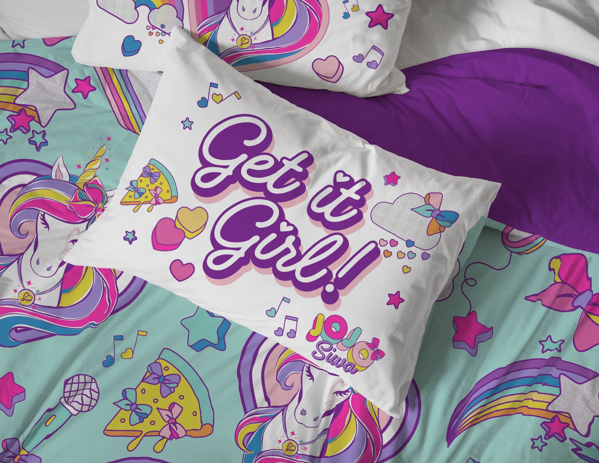 Jojo Siwa Retro Rainbow 5 Piece Twin Bed-In-A-Bag, 100% Microfiber