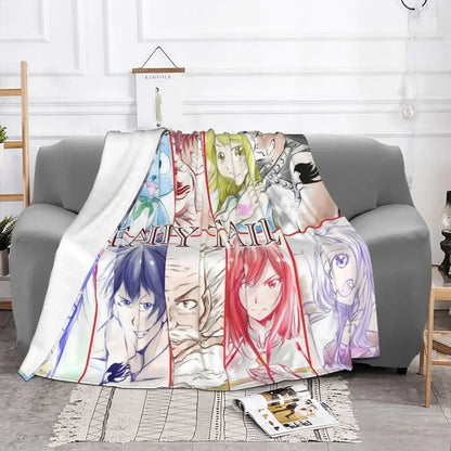 Fairy Tail Plaid Anime Blanket Sofa Cover Flannel Winter Collage Cartoon Soft Throw Blankets for Bed Couch Rug Piece Custom