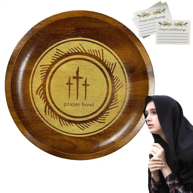 Prayer Bowls For Women With Cards Wood Prayer Dough Bowl Prayer Cards Included Offering Bowl Prayer Decor For Congregation