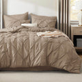Bedsure Queen Comforter Set Grey - Bed in a Bag Queen Size 7 Pieces, GentleSoft™ Pintuck Bed Set Gift for Family, Pinch Pleat Grey Comforter with Sheets, Pillowcases & Shams