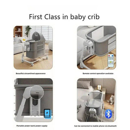 Portable child bed multifunctional folding newborn baby crib in luxury design. Bedside bassinet with soft padding for safe and comfortable sleep.