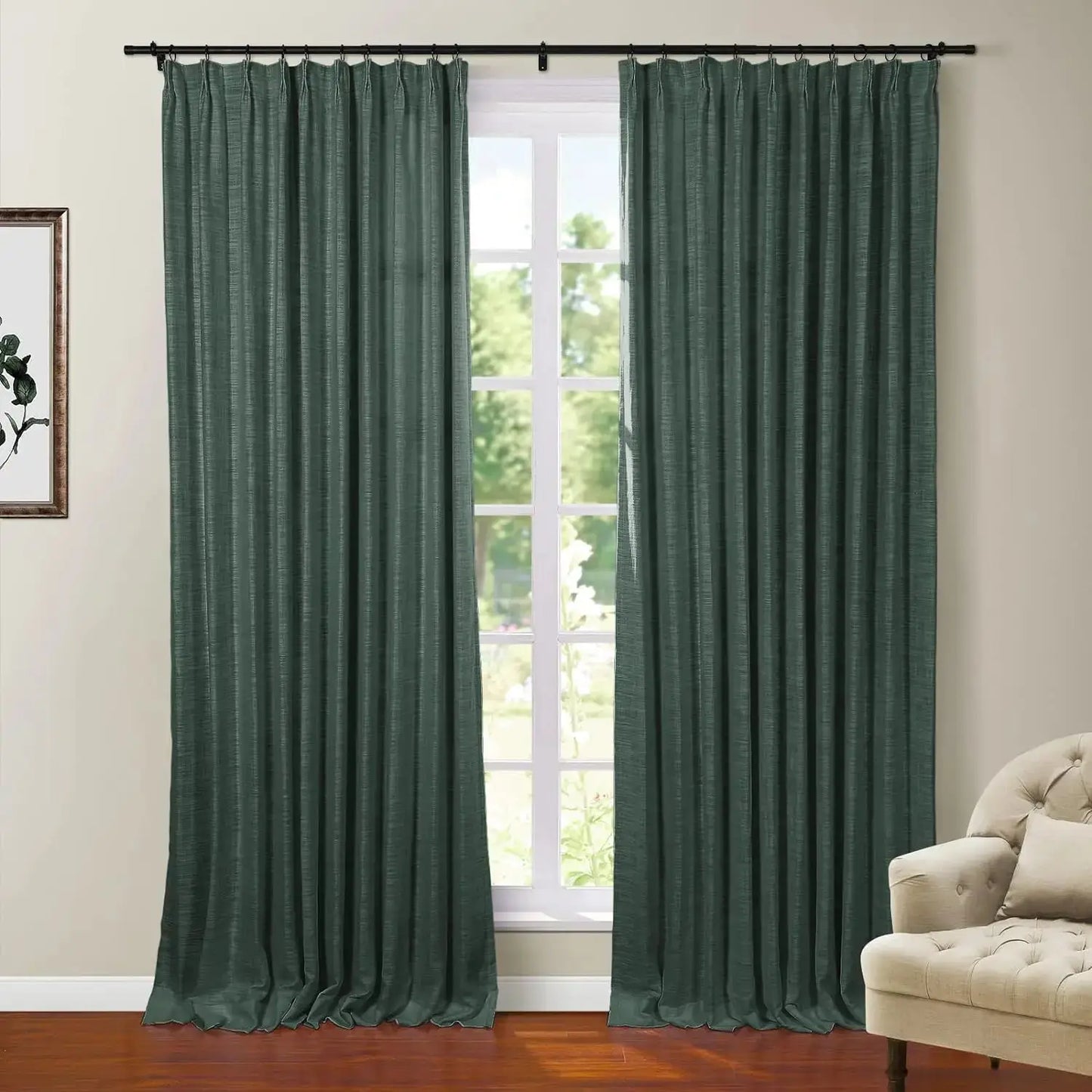 108 Inches Long Blackout Curtain for Bedroom Kids Room , Linen Blend Thermal Insulated Curtain  52Wx108L,1 Panel