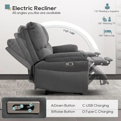 Power Reclining Sofa, Power Reclining Sofa with Drop Down Table, Cup Holder and USB Port, Modern Recliner Sofa 3 Seater,Wall Hug