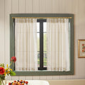 jinchan Linen Pinch Pleated Kitchen Curtains 24 Inch 2 Panels, Natural Linen Tier Curtains Back Tab Beige Farmhouse Cafe, Light Filtering Small Window Drapes for Bathroom Laundry Room Beige