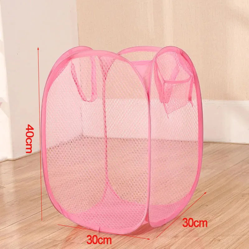 Collapsible Mesh Laundry Hamper Foldable Dirty Clothes Storage Basket Shower Room Bedroom Portable Business Travel Organizer