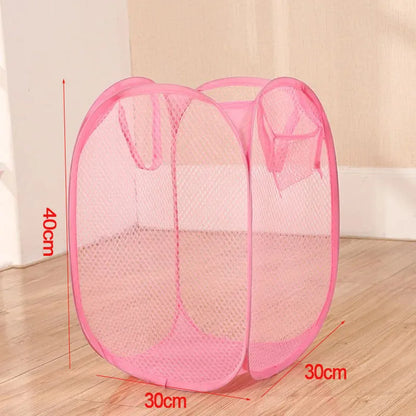 Collapsible Mesh Laundry Hamper Foldable Dirty Clothes Storage Basket Shower Room Bedroom Portable Business Travel Organizer