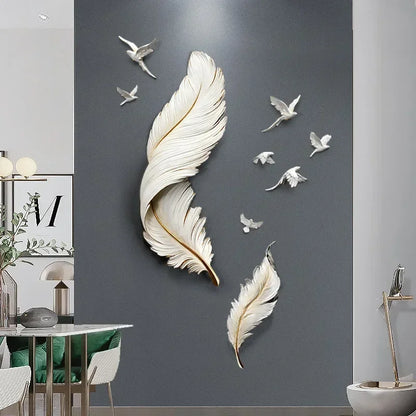 Feather Wall Decor Living Room Luxury Decoration Hanging Wall Crafts Sofa Background Wall Restaurant Creative Home Accents