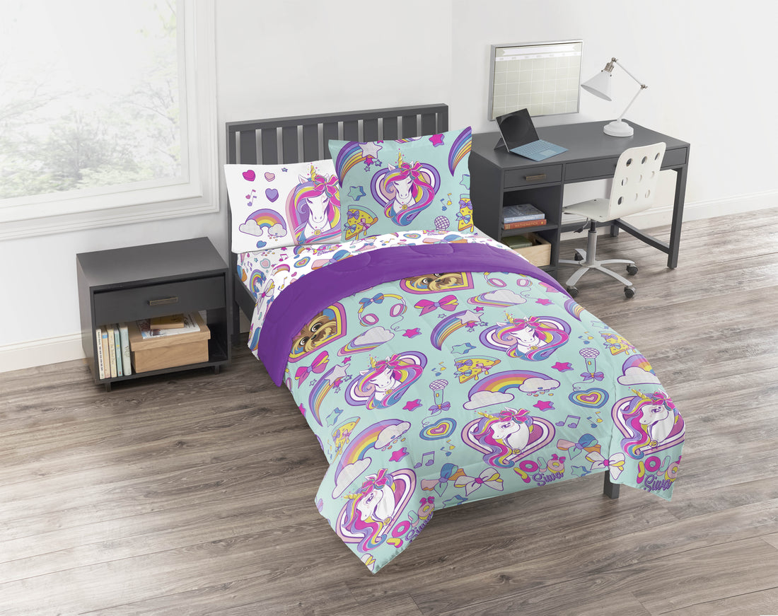 Jojo Siwa Retro Rainbow 5 Piece Twin Bed-In-A-Bag, 100% Microfiber